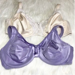 2 Unlined Full Coverage Bra Bundle Purple Tan 38C